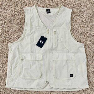 Under Armour Men’s Legacy Full Zip Crinkle Vest Beige, Size Large (New)